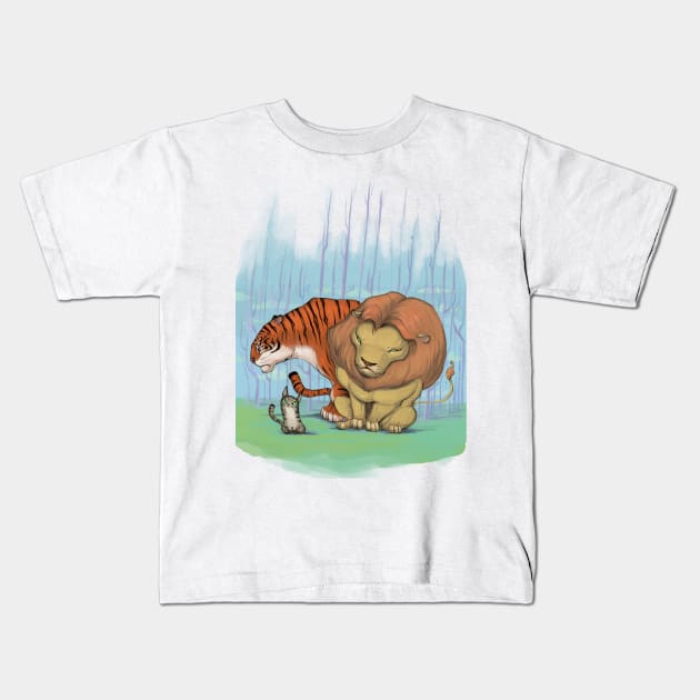 Lion, tiger & kitty. Kids T-Shirt by yuvhermon